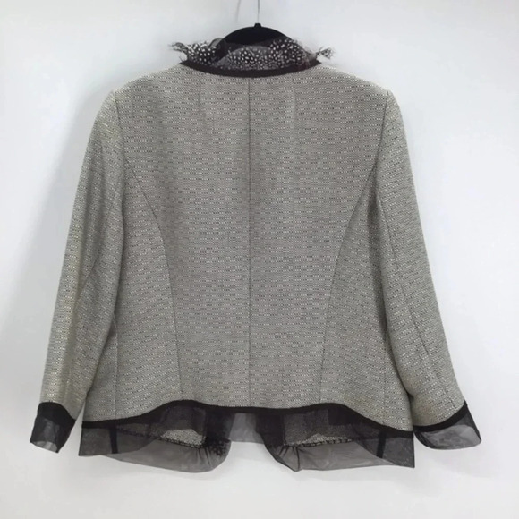 ETCETERA Collection Women’s Feathered & Mesh Trim Blazer - Picture 2 of 9